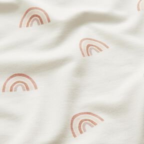 GOTS Bomuldsjersey fine regnbuer Digitaltryk – elfenben, 