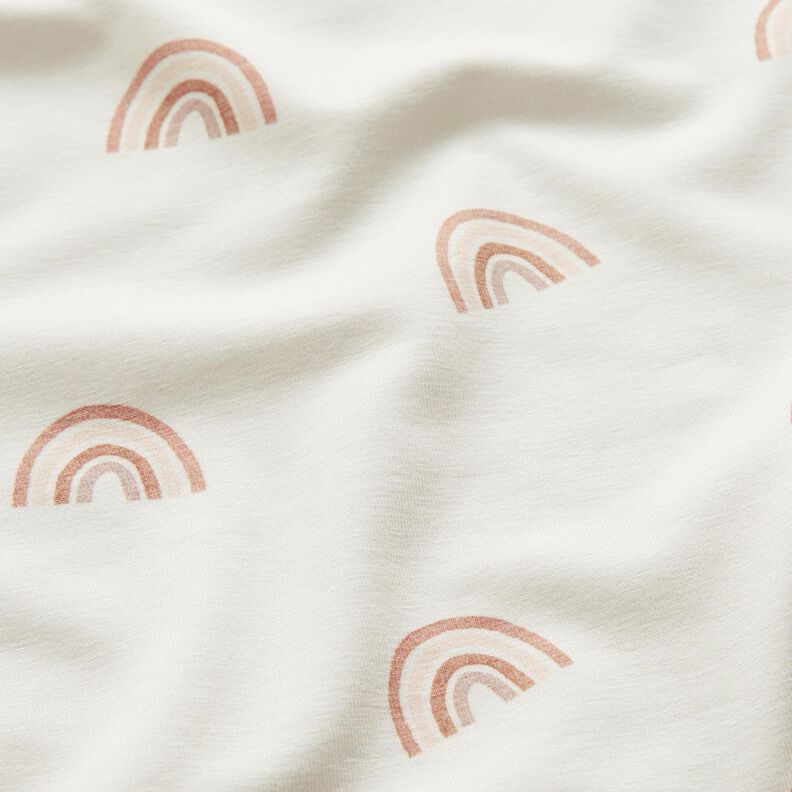 GOTS Bomuldsjersey fine regnbuer Digitaltryk – elfenben,  image number 2