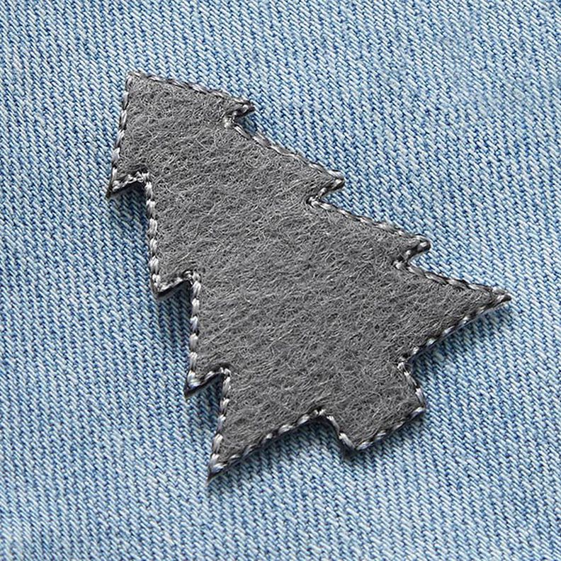 Applikation Filt Juletræ [4 cm] – grå,  image number 2