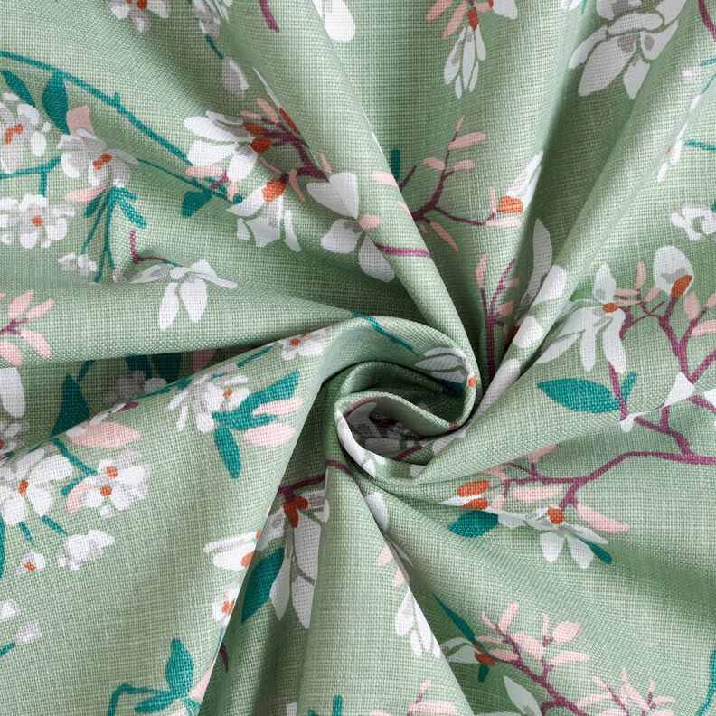 Dekorationsstof Panama kirseb&aelig;rblomst &ndash; lys mint/drue,  image number 3