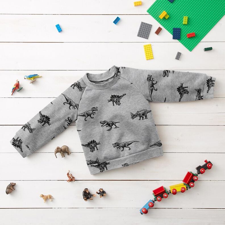 French Terry Sommersweat dinoer – sølv/sort,  image number 5