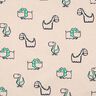 Bomuldsflonel frække dinosaurer | Poppy Fabrics – natur/smaragdgrøn | Reststykke 50cm,  thumbnail number 1