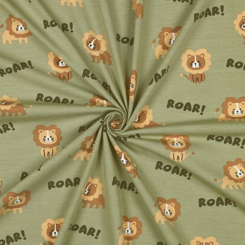 Bomuldsjersey løver | Poppy Fabrics – pistacie/råbrun,  image number 3