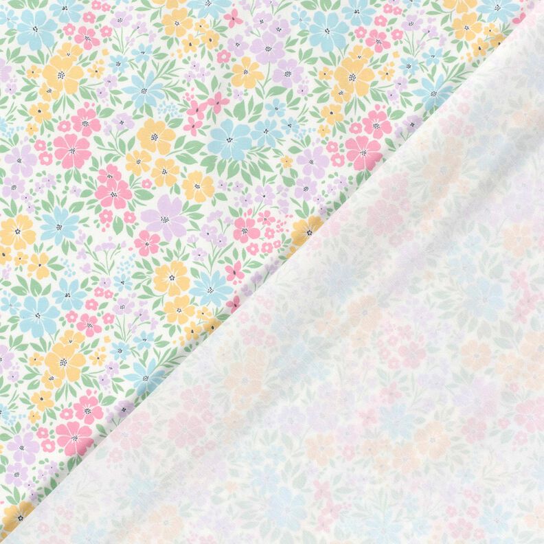 Bomuldsjersey fin blomstereng – elfenben/pastelhyld,  image number 4