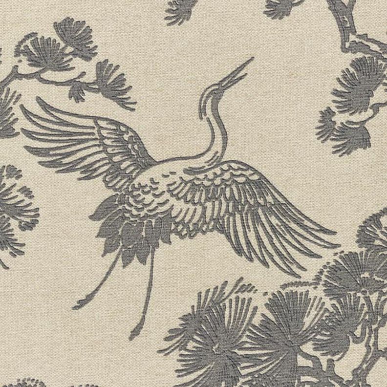 Dekorationsstof Canvas kinesisk trane – sand/grå,  image number 6