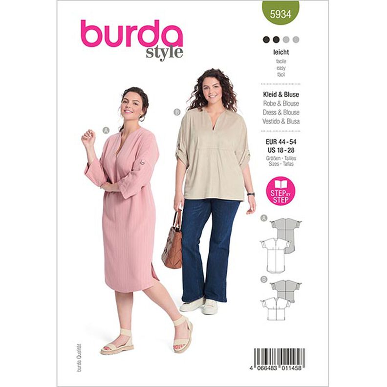 Plus-size - Kjole / Bluse  | Burda 5934 | 44-54,  image number 1