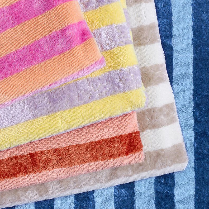 Frottéstof Bambus blokstriber – rød/hummerfarvet,  image number 6