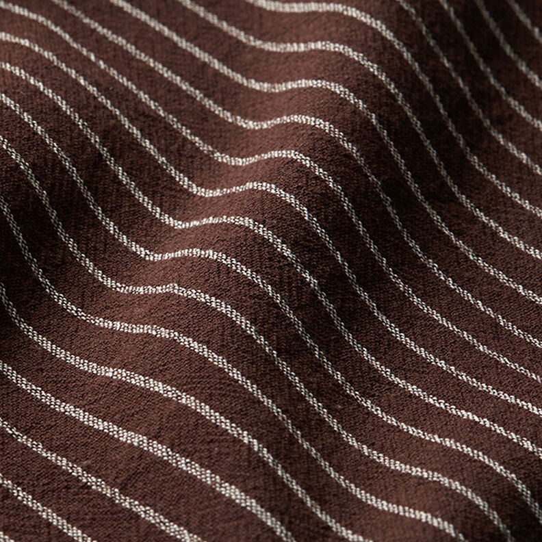 Blusestof Bomuldsblanding brede striber – mørkebrun/uldhvid,  image number 2
