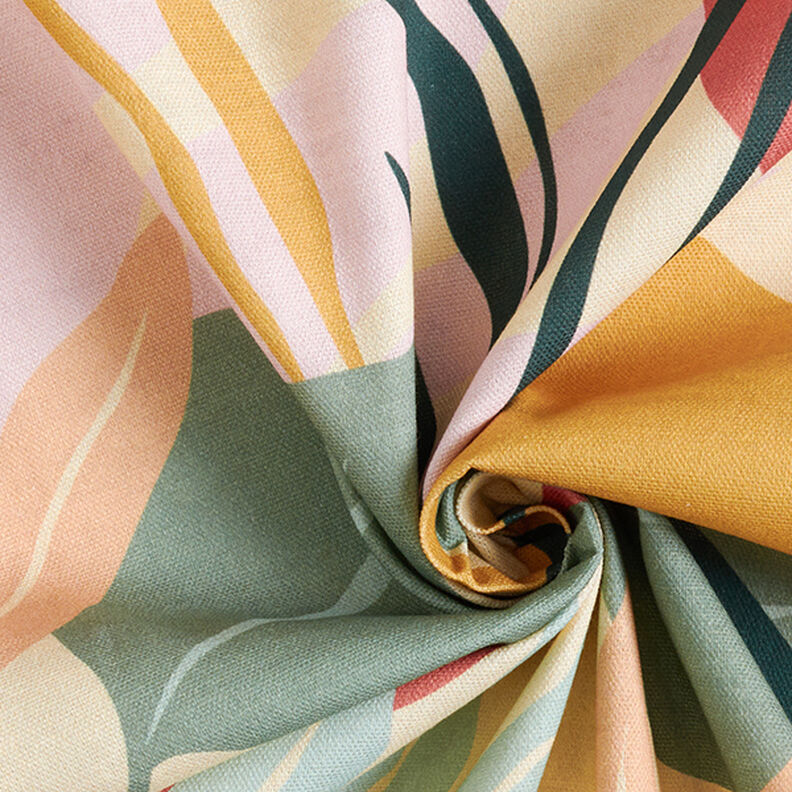 Dekorationsstof Halvpanama abstrakte planter – natur/lys mint,  image number 3