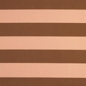 Dekorationsstof Canvas glade striber – laksefarvet/brun, 