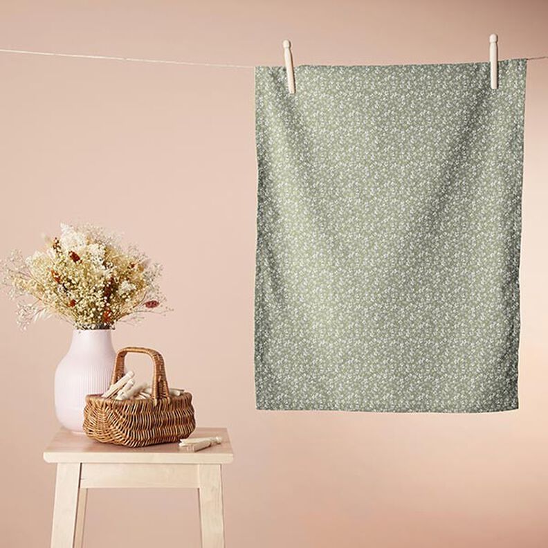 Bomuldsstof Cretonne Små blomster – kaki,  image number 8