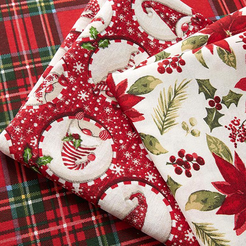 Dekorationsstof Canvas skotskternet – rød/Mørkegrøn,  image number 5