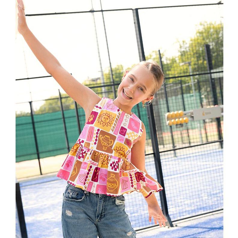 Bomuldspoplin patchwork | Poppy Fabrics – jeansblå/pink,  image number 6