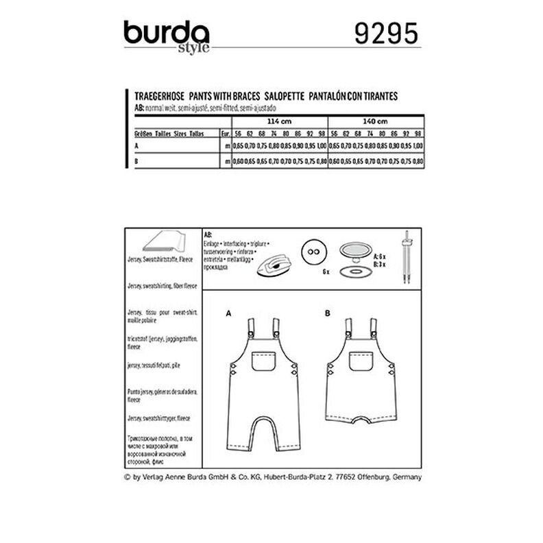 Bukser, Burda 9295 | 56-98,  image number 9