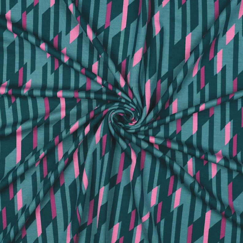 Romanit jersey abstrakte romber &ndash; petrol/rosa,  image number 3
