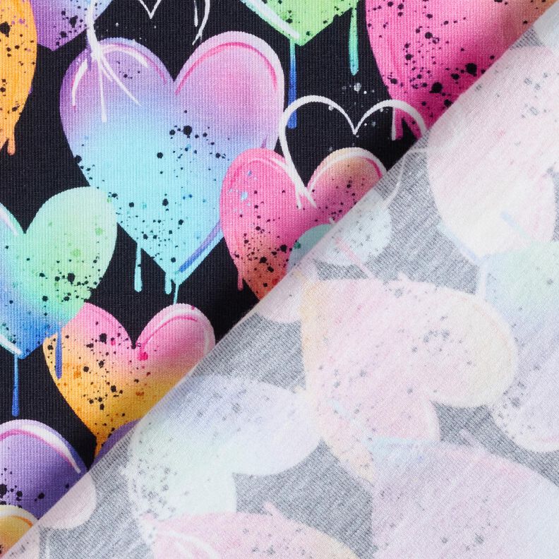 Bomuldsjersey farverige hjerter | Glitzerpüppi – sort,  image number 4