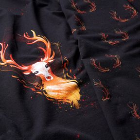 French Terry Panel Ildhjort | Glitzerpüppi – sort/orange, 