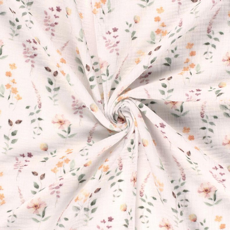 Musselin/Dobbelt-Crincle stof Vild eng Digitaltryk &ndash; hvid,  image number 3