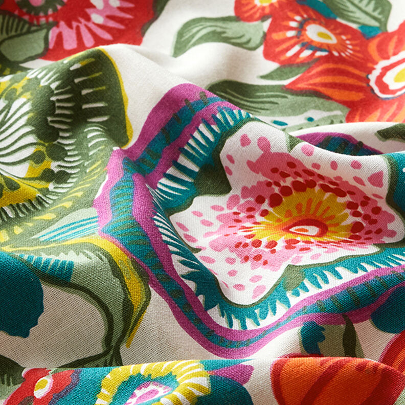 Bomuldsstof Cretonne Floral – rød,  image number 2