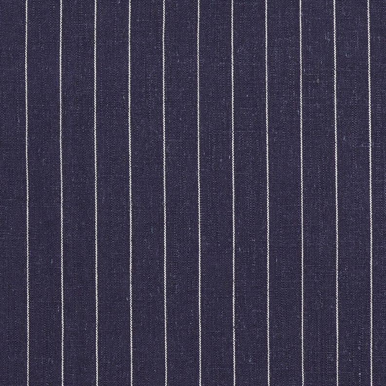 Viskose-hør-miks brede nålestriber – marineblå,  image number 1
