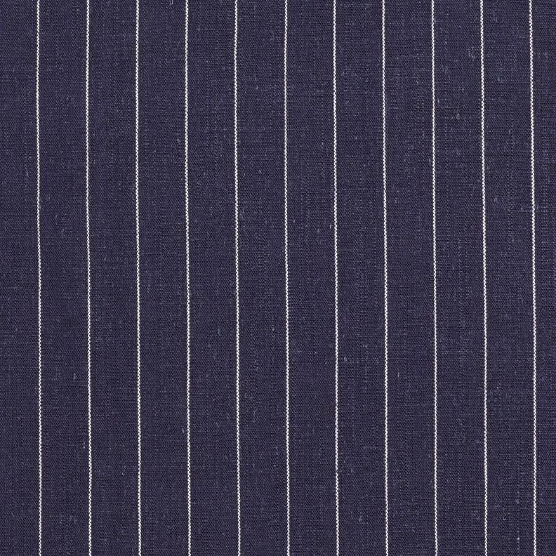 Viskose-hør-miks brede nålestriber – marineblå,  image number 1