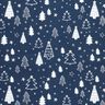 Bomuldsstof Poplin Små juletræer – marineblå/hvid,  thumbnail number 1