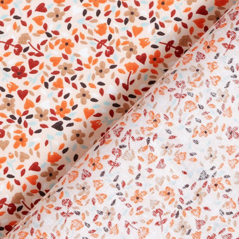 Bomuldsstof Cretonne spredte blomster – rosé/ferskenorange,  image number 4