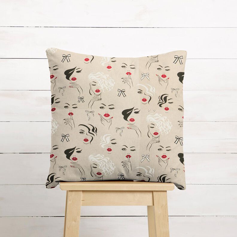 Dekorationsstof Halvpanama modeller – natur/karminrød,  image number 7