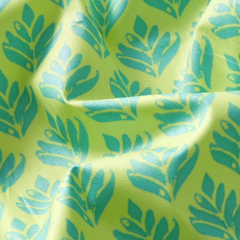 Imprægneret voksdug abstrakte vifter – Citrongul/aquablå,  image number 2