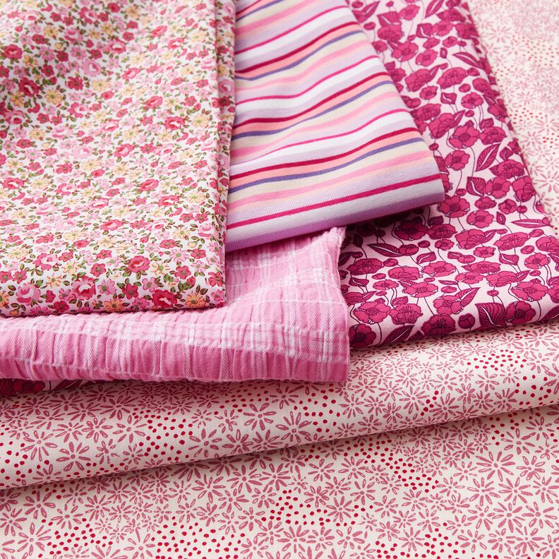 Bomuldsjersey cirkelstriber – syren/pink,  image number 5