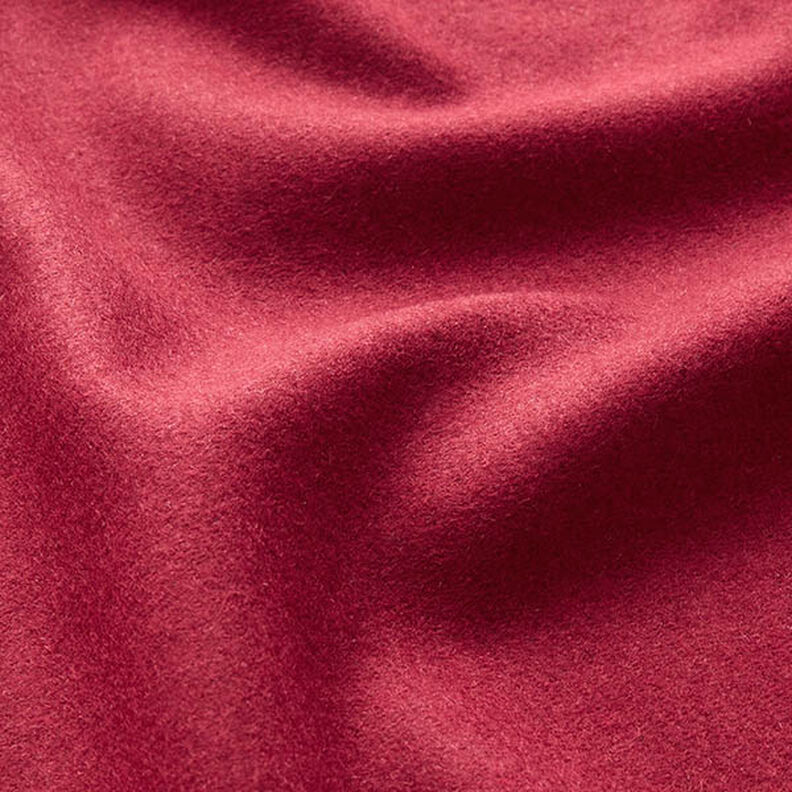 Frakkestof uldblanding ensfarvet – mørkerød,  image number 2