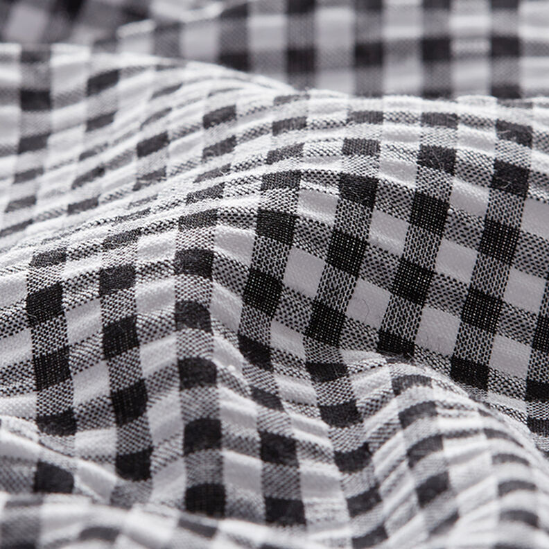 Bæk og bølge Bomuldsblanding Vichy-tern – sort,  image number 2