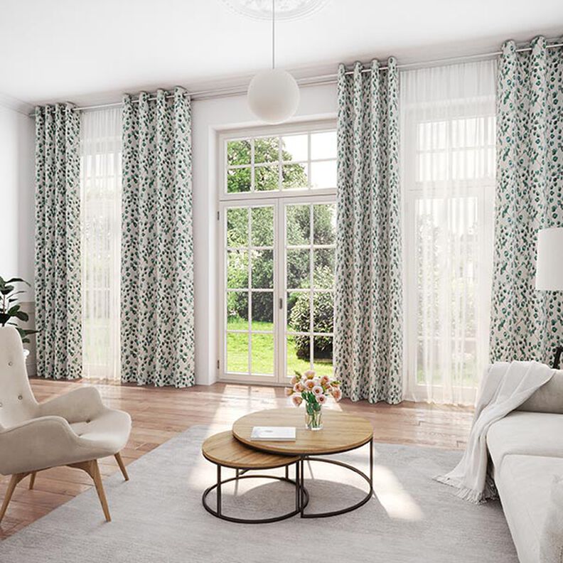 Dekorationsstof Halvpanama Eukalyptus – uldhvid,  image number 7