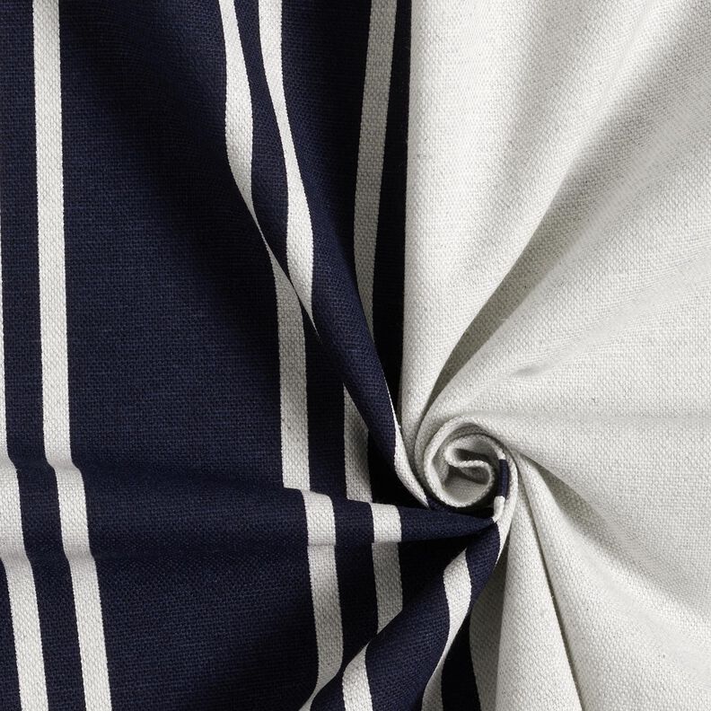 Dekorationsstof Panama blokstriber – sort-blå/tågegrå,  image number 3