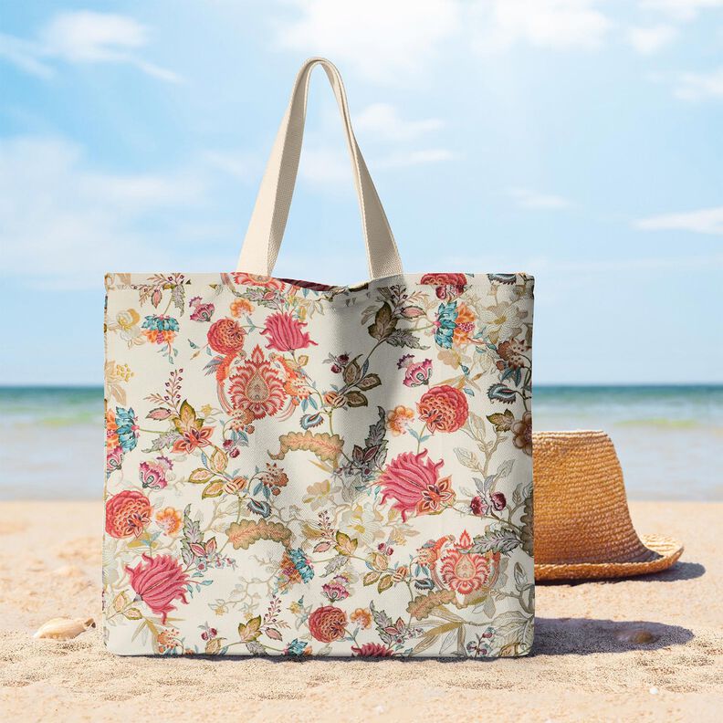 Dekorationsstof Canvas abstrakte dahliaer &ndash; creme/malve,  image number 8