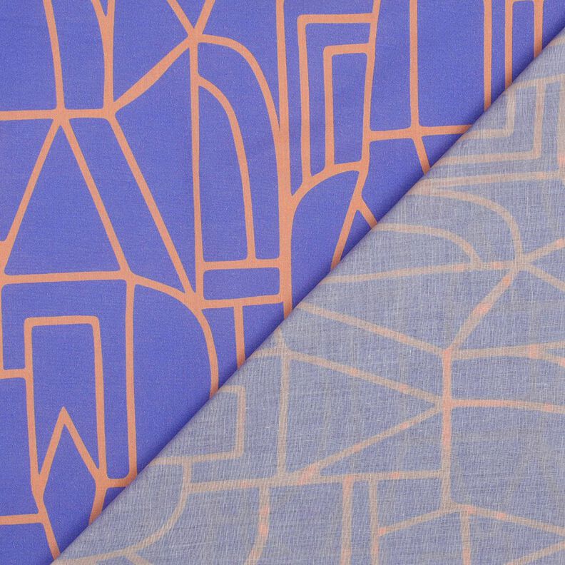 Bomuld voile Town | Nerida Hansen – blålilla/ferskenorange,  image number 4