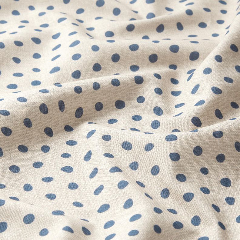 Dekorationsstof Halvpanama tilfældige prikker – blå/cashew,  image number 2