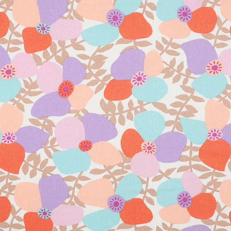 Viskose-hør-miks Lema Poppies | Nerida Hansen – uldhvid/eukalyptus,  image number 1