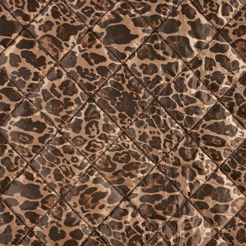Quiltstof romber og leopard – mocca/mørkebrun,  image number 1
