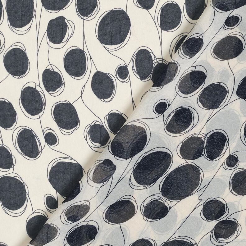 Chiffon abstrakte cirkler &ndash; hvid/sort,  image number 4