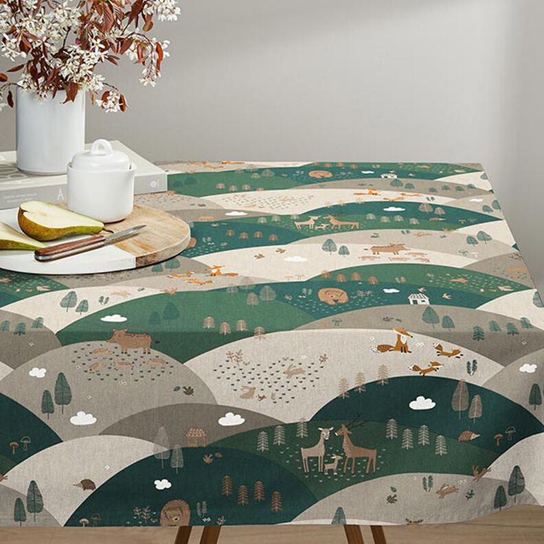 Dekorationsstof Halvpanama skovdyr – natur,  image number 5