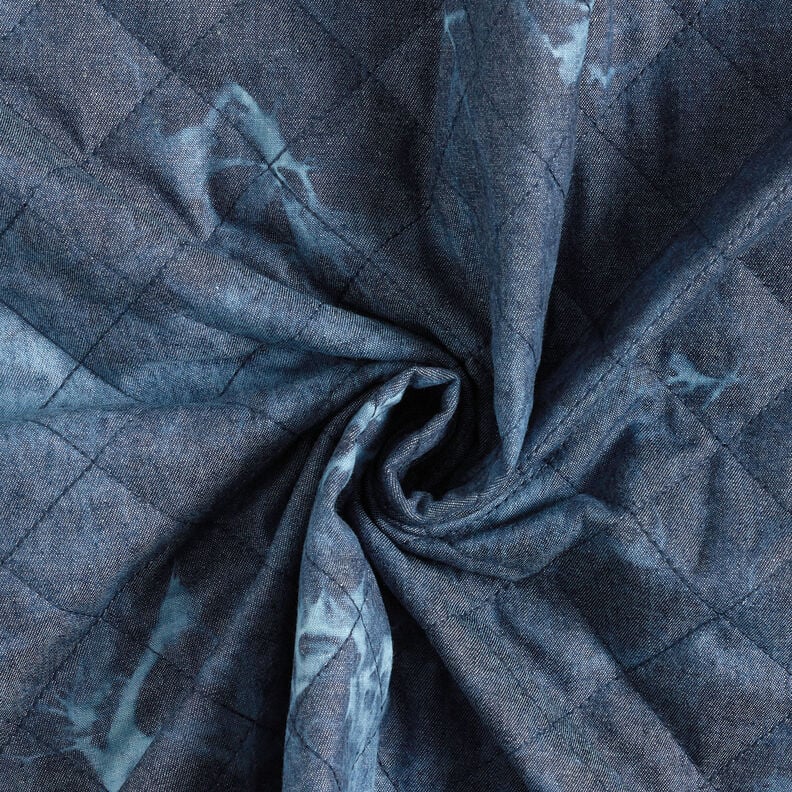 Quiltet stof chambray batik – jeansblå,  image number 4