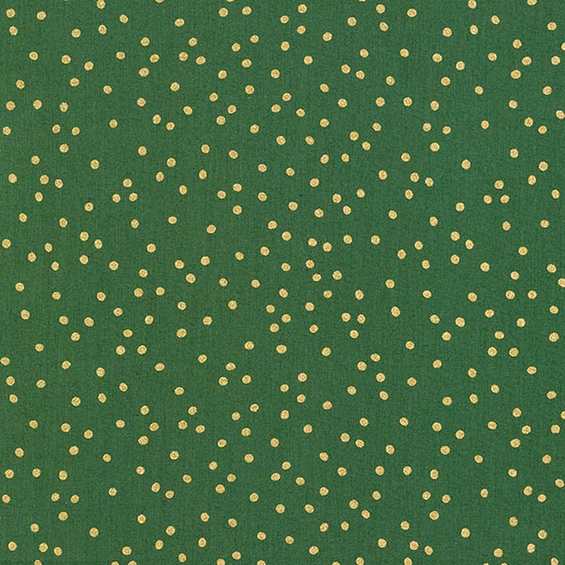 Bomuldsstof Poplin fine prikker – grøn/guld,  image number 1