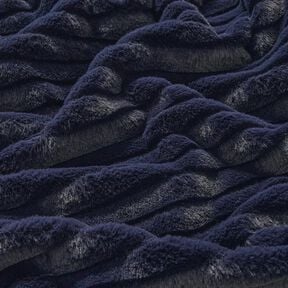 kunstpels med brede tværgående striber – natblå, 