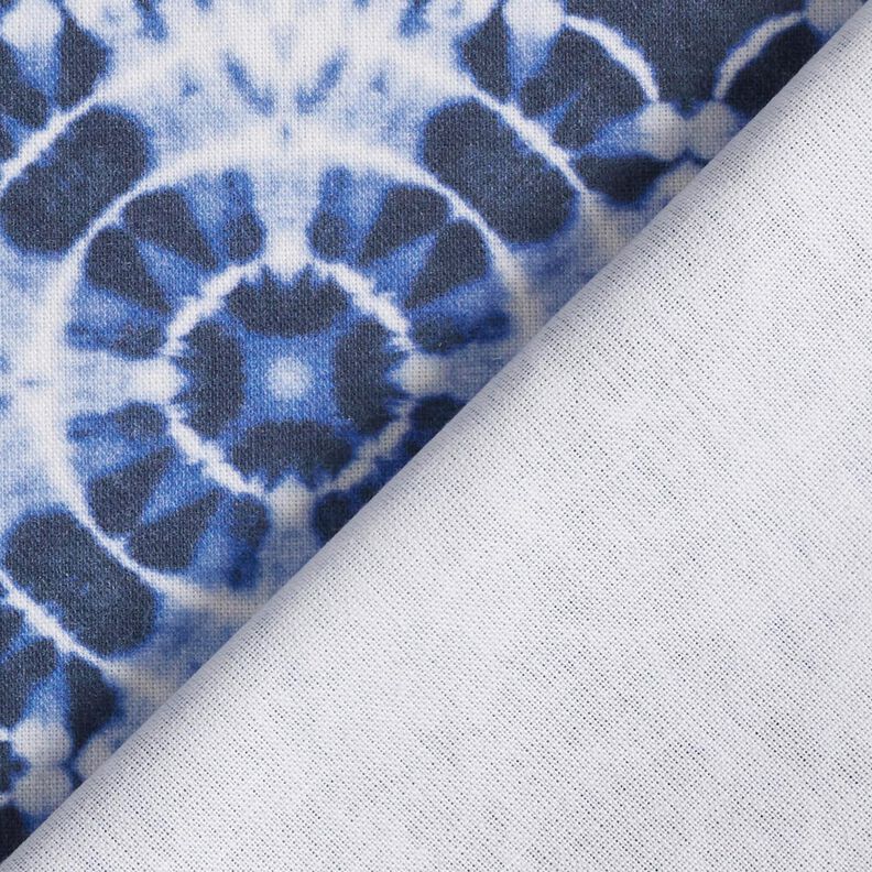 Dekorationsstof Canvas batikcirkler – indigo/hvid,  image number 4