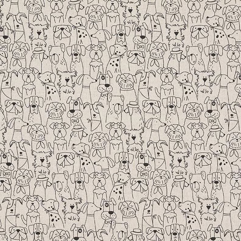 Dekorationsstof Halvpanama Tegneserie hunde – sort/natur,  image number 1