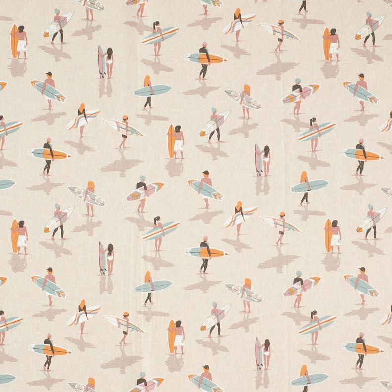 Dekorationsstof Halvpanama surfer &ndash; eukalyptus/natur,  image number 1