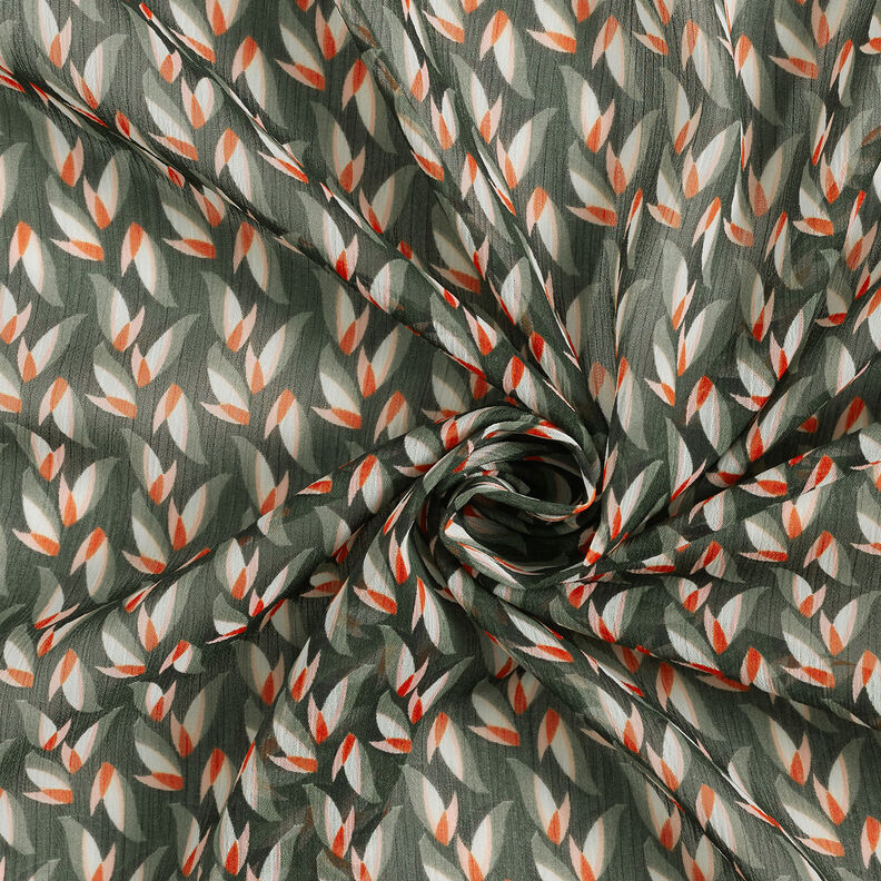 crêpe chiffon bladmønster – sort/reed,  image number 3