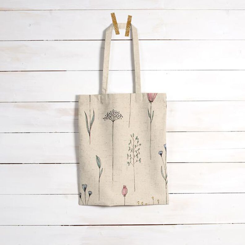 Dekorationsstof Halvpanama tørrede blomster – natur/rosa,  image number 8