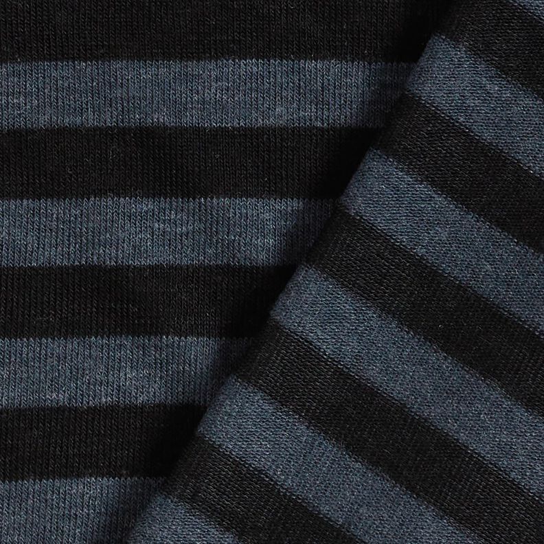Jersey viskose-silke-miks striber – mørkegrå/sort,  image number 4